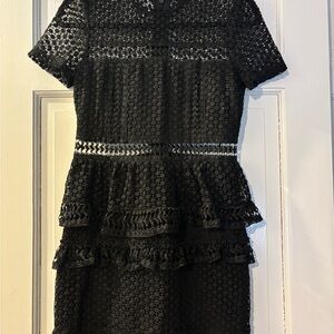 Aqua Black Lace Peplum Mini Dress